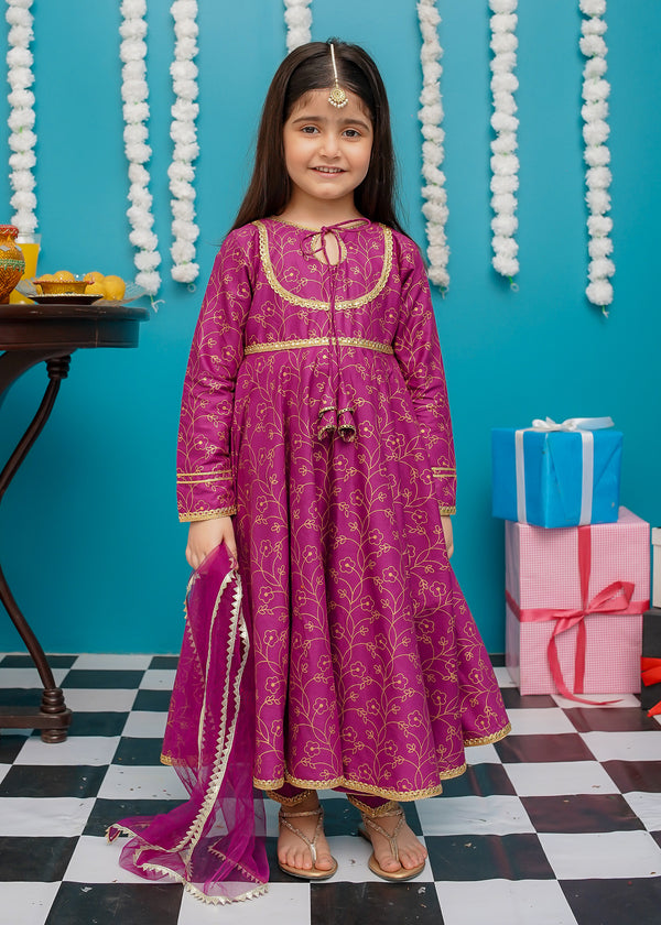 Toddlers Cotton Purple Frock | 9230