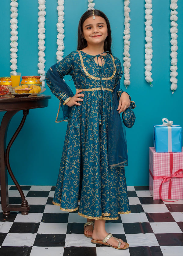 Toddlers Cotton Blue Frock | 9230