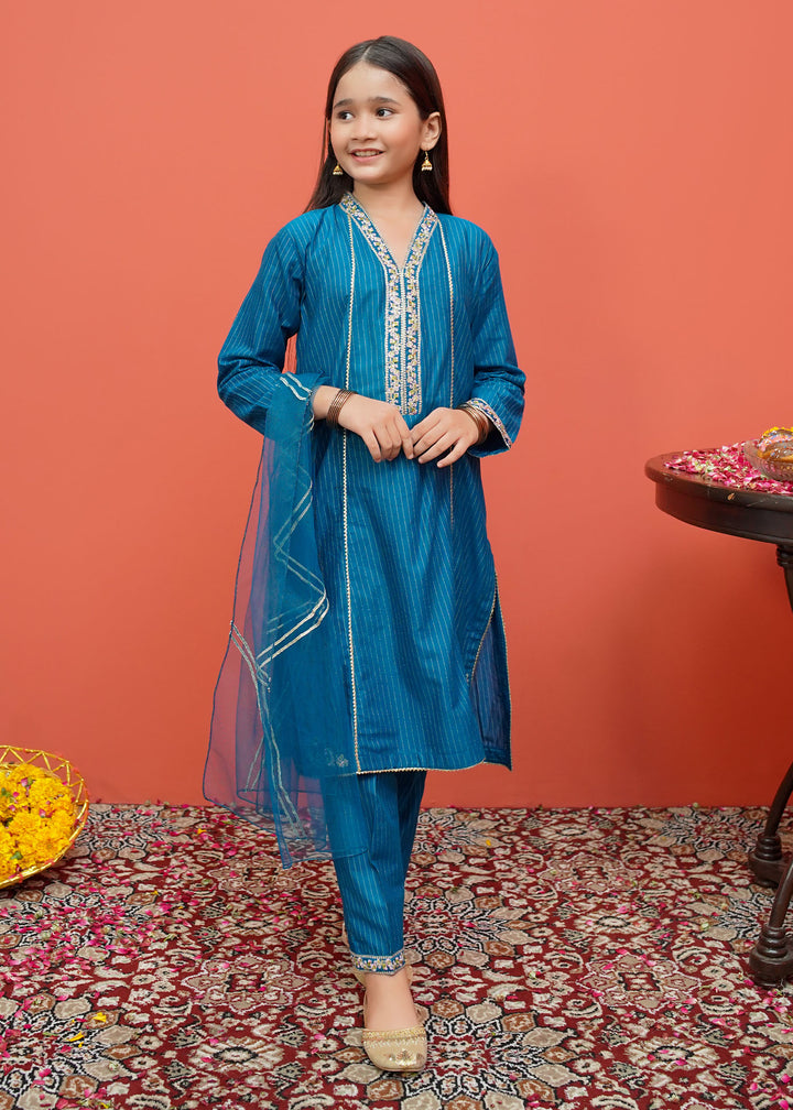 Cotton Embroidered 3 Piece Suit