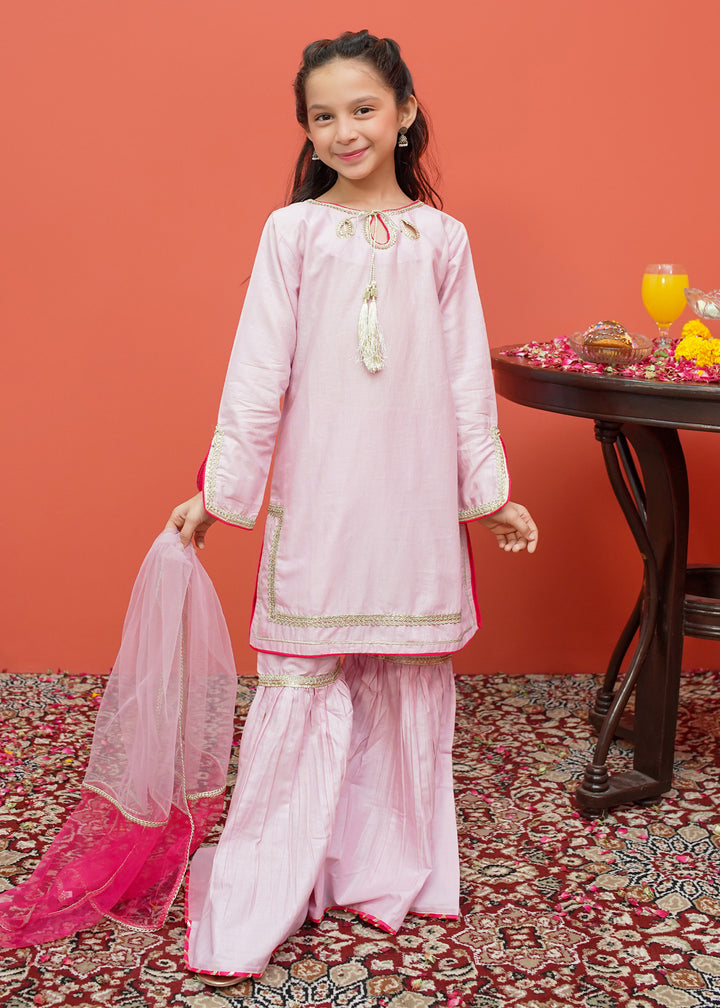 Girls Pink Cotton Gharara