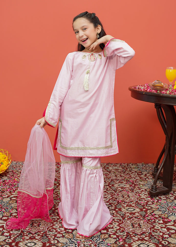 Girls Pink Cotton Gharara