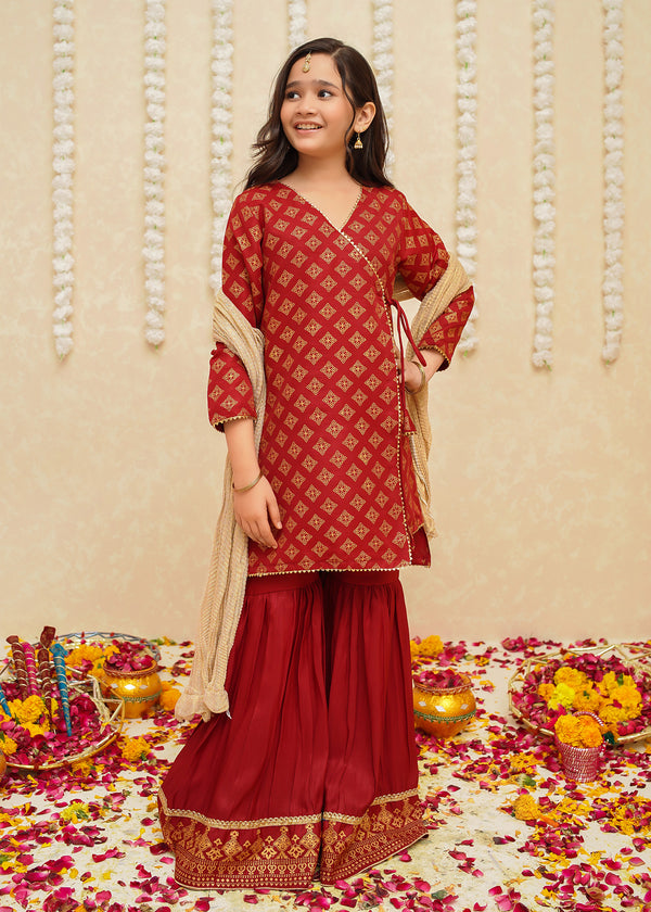 Rawsilk 3 Piece Maroon Suit | 9005