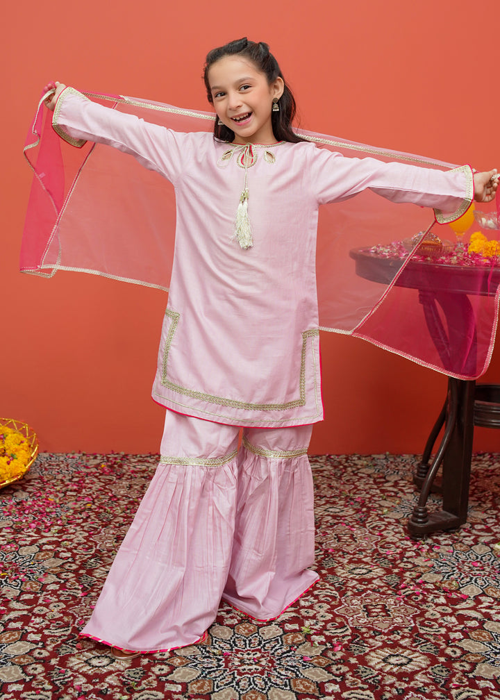 Girls Pink Cotton Gharara