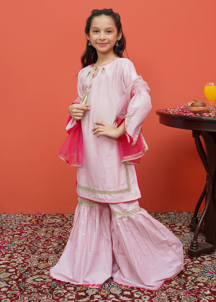 Girls Pink Cotton Gharara