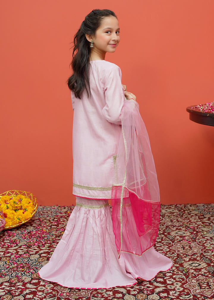 Girls Pink Cotton Gharara