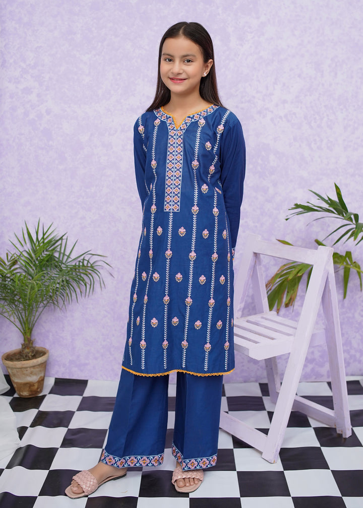 Blue Cotton Embroidered in Pakistan