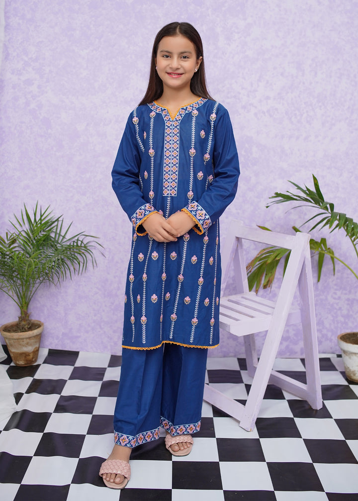 Blue Cotton Embroidered in Pakistan