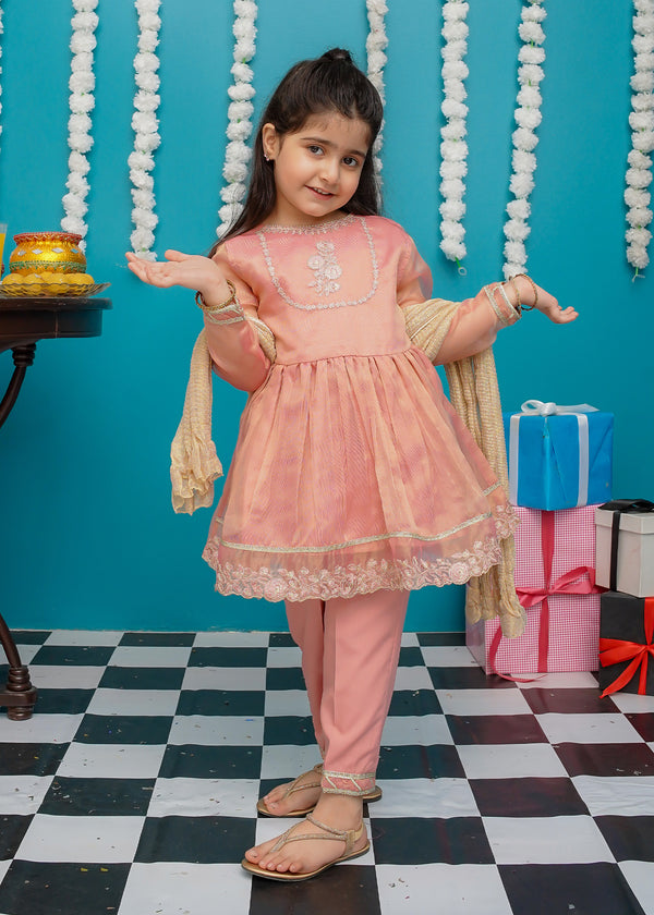 Girls Pink Maysuri Frock | 9025