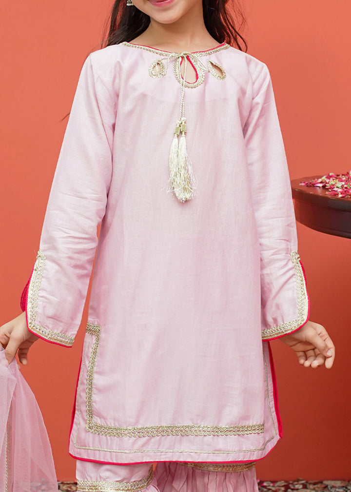 Girls Pink Cotton Gharara