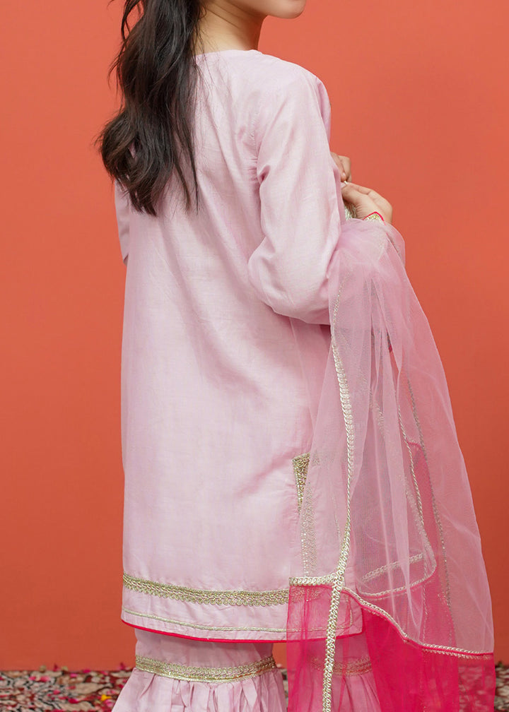 Girls Pink Cotton Gharara