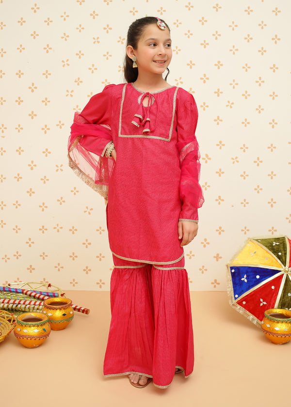 Festive Pink Gharara Set | 9120