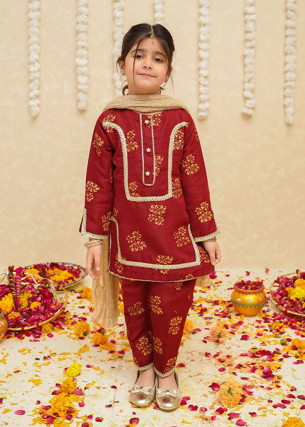 Toddlers 3 Piece Maroon Suit | 8940