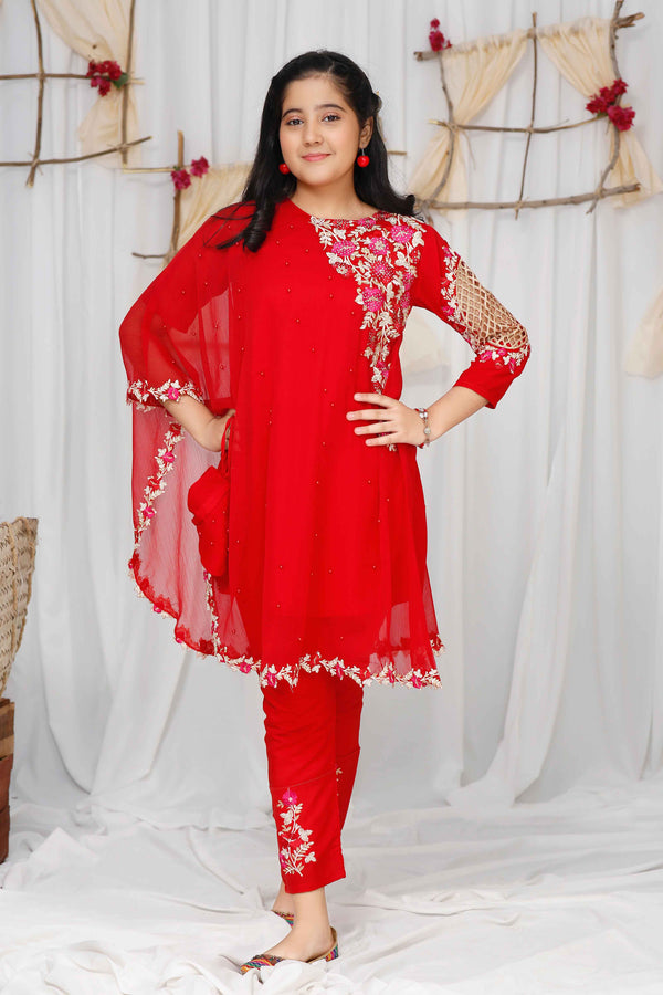Pearl Cape Shirt - Red - Modest Clothing